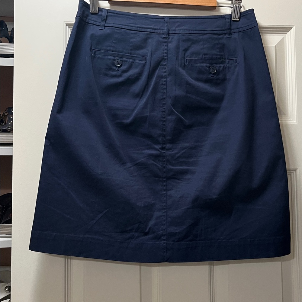 Talbots Navy Button Up Ruffle Front Skirt - Picture 2 of 6
